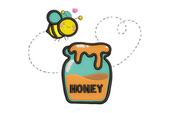 Bee and Honey Embroidery Design